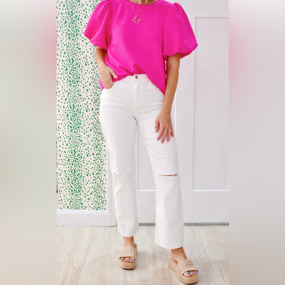 Sneak Peek White High Rise Straight Jeans ankle 27